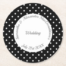 Mariage de polkadot noir et blanc rétro