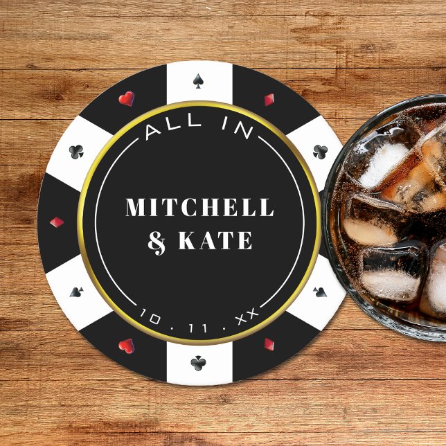 Dessous-de-verre Rond En Papier Mariage de puces de poker (Poker Chip Wedding Round Paper Coaster
)