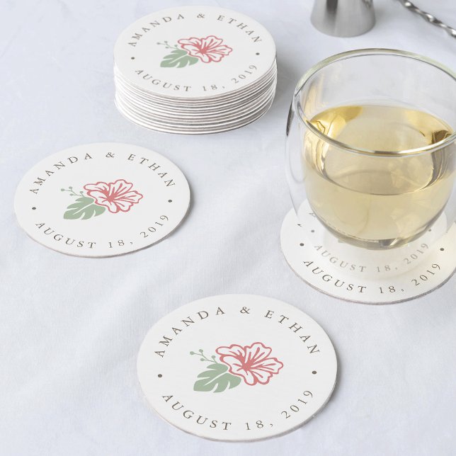 Dessous-de-verre Rond En Papier Mariage d'Hibiscus (Créateur téléchargé)