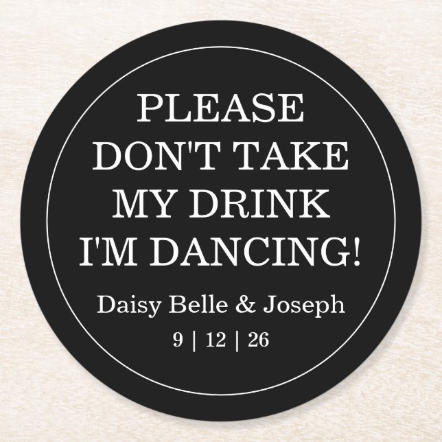 Dessous-de-verre Rond En Papier Mariage Élégant Blanc Et Vierge (Devant)