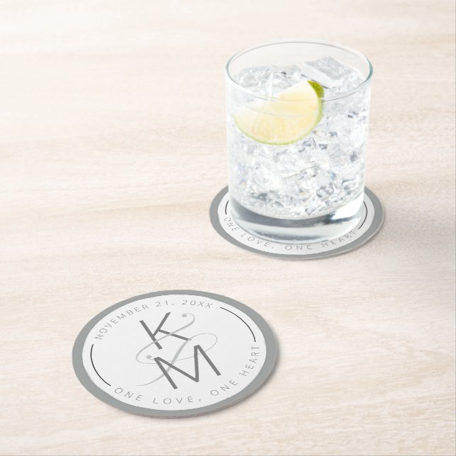 Dessous-de-verre Rond En Papier Mariage en marbre liquide ID888 (En situation)