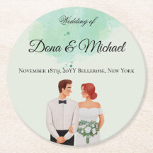 Mariage fluide aquarelle verte personnalisée