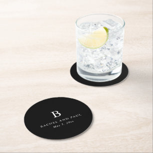Dessous-de-verre Rond En Papier Mariage Formel Monogramme Classique Intemporel
