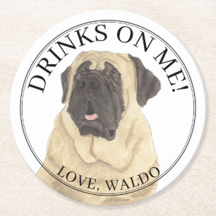 Dessous-de-verre Rond En Papier Mariage Mastiff Dog personnalisé