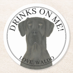 Dessous-de-verre Rond En Papier Mariage noir personnalisé Great Dane