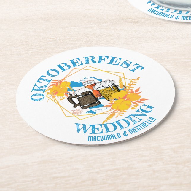 Dessous-de-verre Rond En Papier Mariage OKTOBERFEST (Incliné)