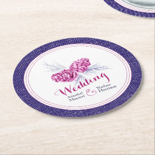 Dessous-de-verre Rond En Papier Mariage prune marine dessous de verre de cône de p