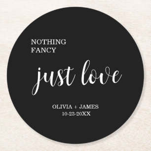 Dessous-de-verre Rond En Papier Mariage Rien de Fantaisie Juste Amour Noir