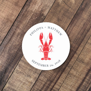 Dessous-de-verre Rond En Papier Mariage sur la plage avec ébullition de homard côt