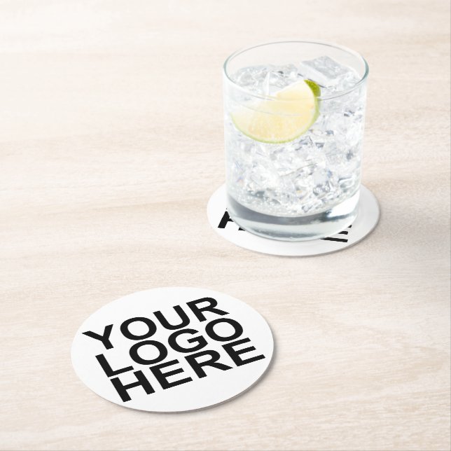Dessous-de-verre Rond En Papier Marque du logo de l'entreprise personnalisée (En situation)