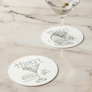 Dessous-de-verre Rond En Papier Martini Cocktail Talk Thirty To Me 30e Anniversair