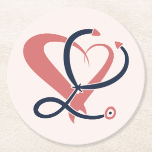 Dessous-de-verre Rond En Papier Médecin, infirmière, ambulancier, modèle de cadeau