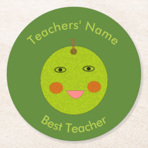 Dessous-de-verre Rond En Papier Meilleur enseignant Happy Apple Dessous de verre d
