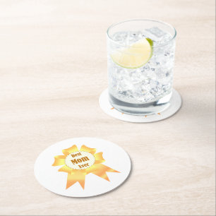 Dessous-de-verre Rond En Papier Meilleure maman jamais Golden Lauréat du prix ruba