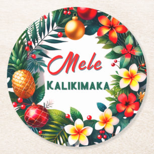 Dessous-de-verre Rond En Papier Mele Kalikimaka