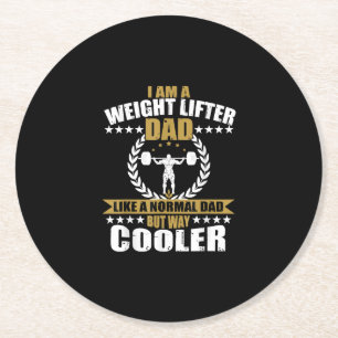Dessous-de-verre Rond En Papier Mens Great Weightlifter Papa Cadeau Papa T-Shirt P