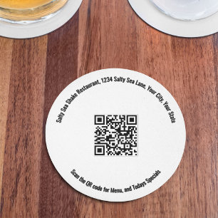 Dessous-de-verre Rond En Papier Menu et offres spéciales du restaurant QR Code Ron