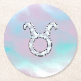 Dessous-de-verre Rond En Papier Mère de style perle Taurus Zodiac Horoscope