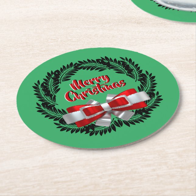 Dessous-de-verre Rond En Papier Meri Kirihimete Maori pour Joyeux Noël (Incliné)