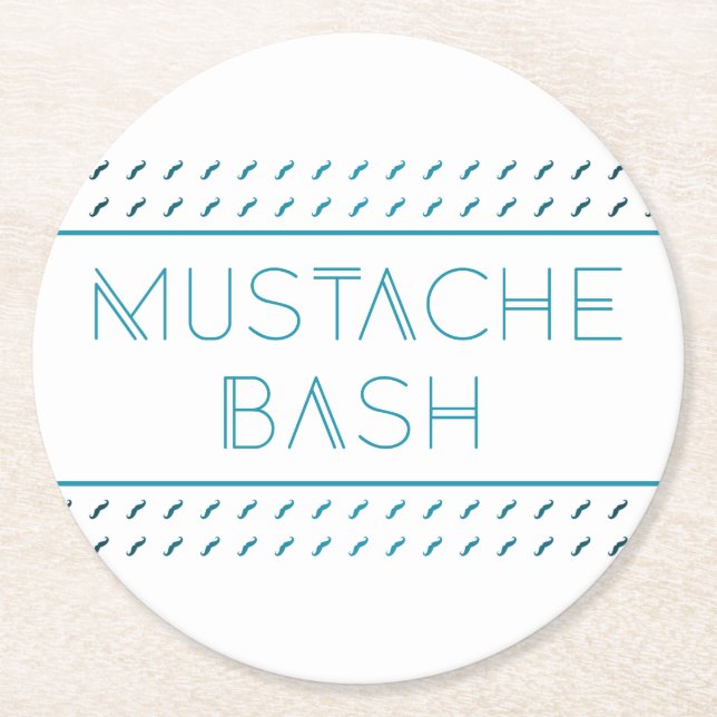 Dessous-de-verre Rond En Papier Métro Mustache Bash (Devant)