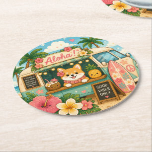 Dessous-de-verre Rond En Papier mignon kawaii hawaï