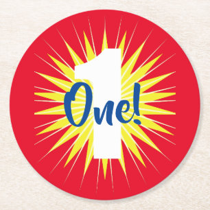 Dessous-de-verre Rond En Papier Mignonne magnifique Colorée 1er Anniversaire Thème