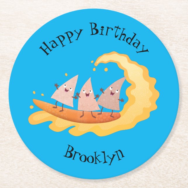 Dessous-de-verre Rond En Papier Mignons nachos chips de maïs surf (Devant)