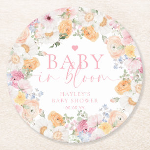 Dessous-de-verre Rond En Papier Millie Floral Baby Dans Le Baby shower Bloom