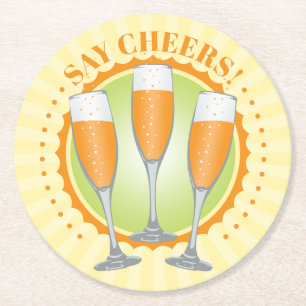 Dessous-de-verre Rond En Papier Mimosa Champagne Orange