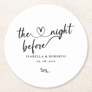 Dessous-de-verre Rond En Papier Minimal Noir et Blanc La Nuit Avant 