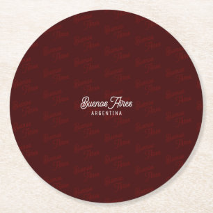Dessous-de-verre Rond En Papier Minimaliste, Élégant, Motif Buenos Aires, Argentin