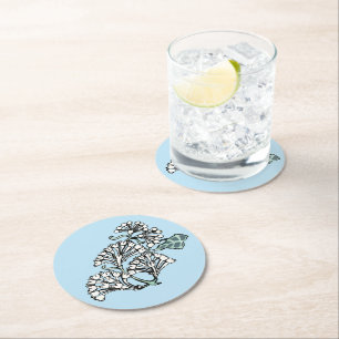 Dessous-de-verre Rond En Papier Modèle de jasmin et de feuilles de William Morris