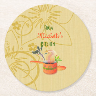 Dessous-de-verre Rond En Papier Modèle, "de _________ (votre nom) cuisine.