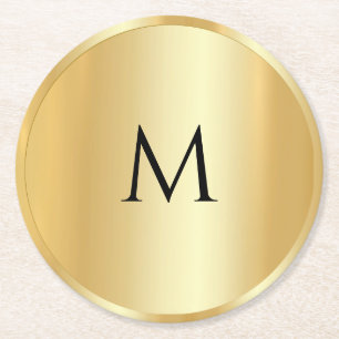 Dessous-de-verre Rond En Papier Modèle moderne à la mode Faux Gold