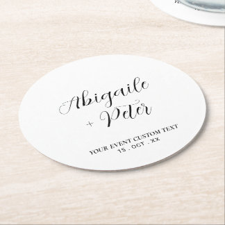 Dessous-de-verre Rond En Papier Modern Lettering Couples Name Party Event
