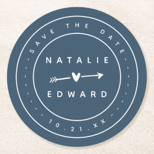 Dessous-de-verre Rond En Papier Moderne, économies de graphique la date