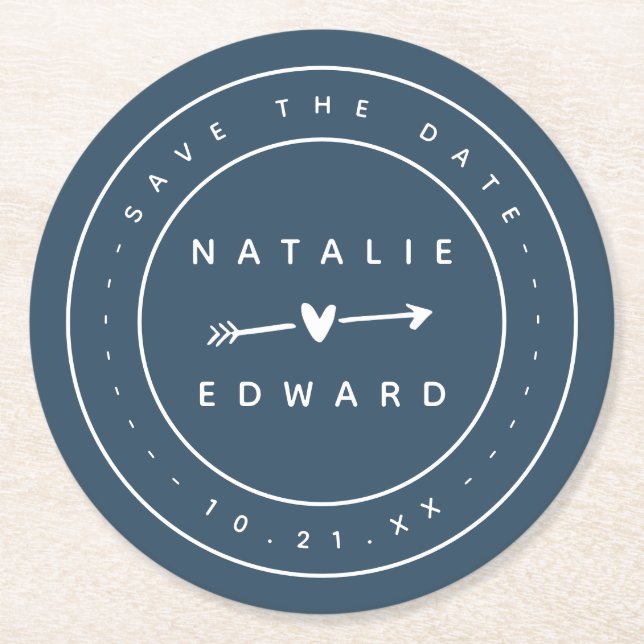 Dessous-de-verre Rond En Papier Moderne, économies de graphique la date (Devant)