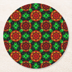 Dessous-de-verre Rond En Papier Moderne Florale Élégante Bohème Motif Abstrait #50
