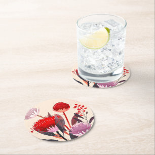Dessous-de-verre Rond En Papier Moderne Minimaliste Bohème Floral Botanique