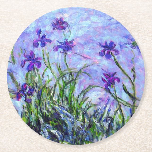 Dessous-de-verre Rond En Papier Monet Lilac Irises (Devant)