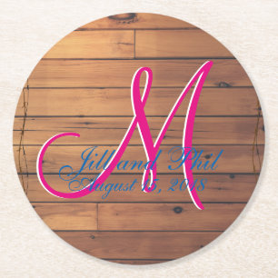 Dessous-de-verre Rond En Papier Monogramme 3d de mur de grange