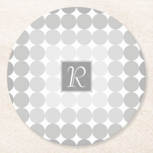 Dessous-de-verre Rond En Papier Monogramme Cercles Gris Moderne