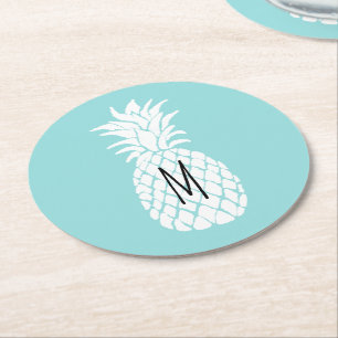 Dessous-de-verre Rond En Papier monogramme d'ananas