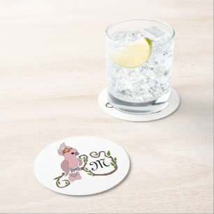 Dessous-de-verre Rond En Papier Monogramme de Cockatoo rose Whimsical