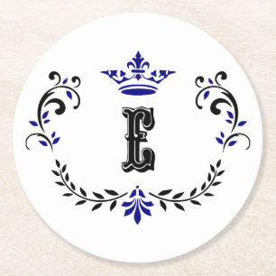 Dessous-de-verre Rond En Papier Monogramme de couronne 'E'
