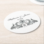 Dessous-de-verre Rond En Papier Monogramme de Peacocks vintages<br><div class="desc">Peacocks vintage avec Monogram Invitations personnalisables et accessoires avec une image stylisée vintage d'un Peacocks avec Monogram. Vous pouvez facilement modifier ces produits en ajoutant des champs de texte, en supprimant des champs de texte existants, en modifiant des images de conception ou en ajoutant des images supplémentaires de votre choix....</div>
