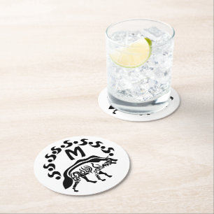 Dessous-de-verre Rond En Papier Monogramme d'Hyena tribal striée