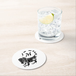 Dessous-de-verre Rond En Papier Monogramme d'Iguana