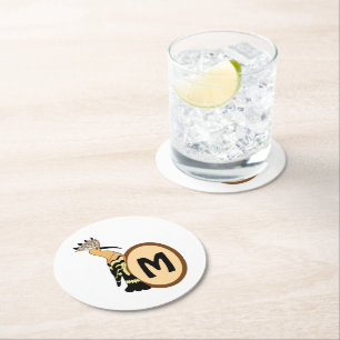 Dessous-de-verre Rond En Papier Monogramme d'oiseau Whimsical Hoopoe
