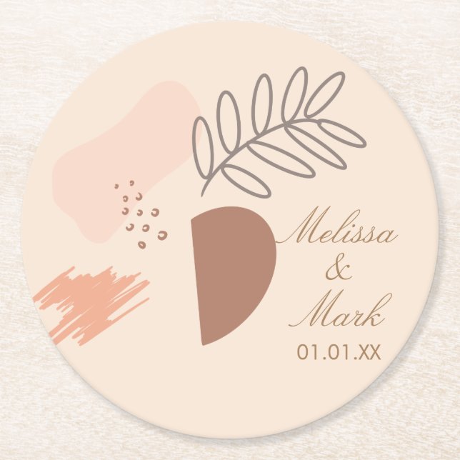 Dessous-de-verre Rond En Papier Monogramme géométrique simple Abstrait (Devant)